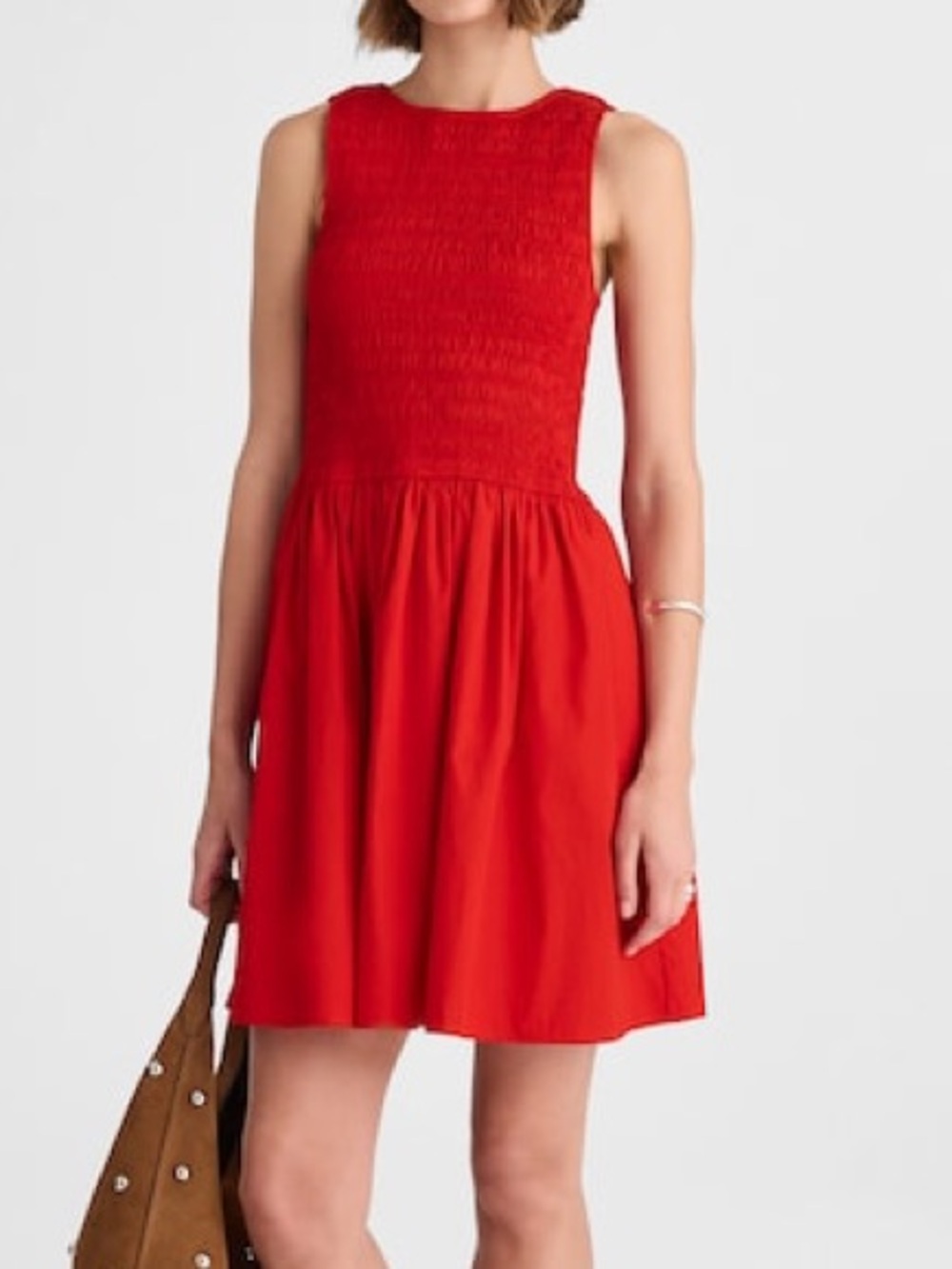 Madewell The Melody Scoopback Smocked Mini Dress in Festival Red